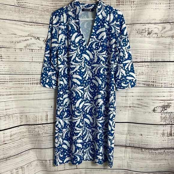 Katherine way Dress Womens Size S UPF 50 + Game Way V Neck Shift jersey Floral - Picture 1 of 11